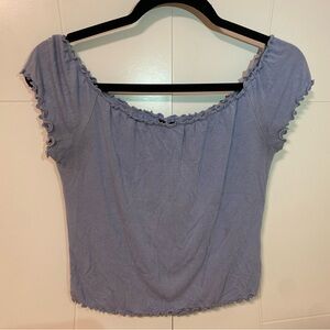 comfy stretchy blue off the shoulder